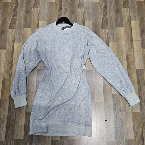 FRENCH TERRY RIB CONTRAST SWEATSHIRT DRESS - Picture 10 of 11